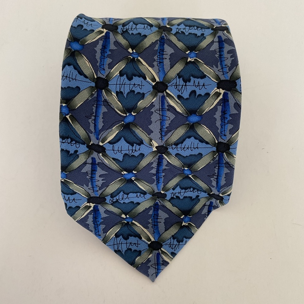 J. Garcia blue patterned silk tie